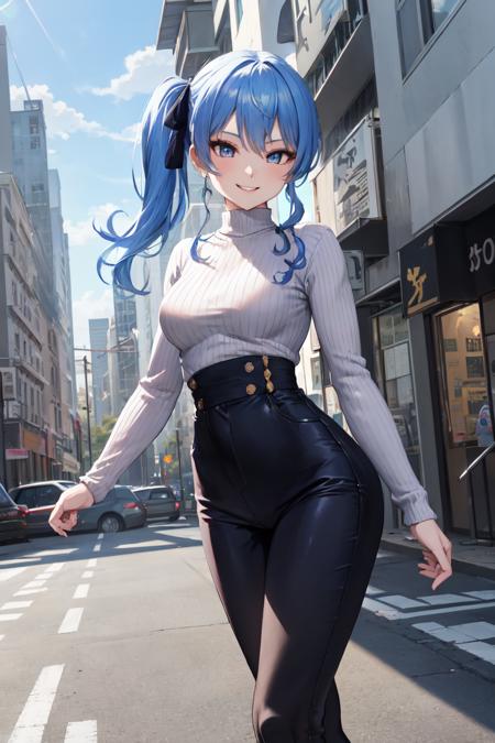 05543-4001852308-masterpiece, best quality, absurdres, perfect anatomy, HoshimachiSuisei, side ponytail, blue hair ribbon, sweater, ribbed sweate.png